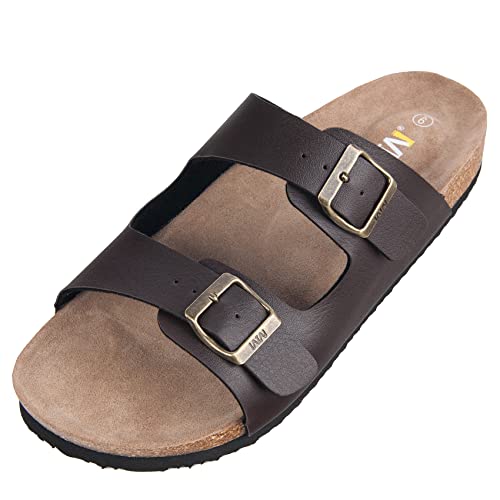 Women's Cork Footbed Sandals Cow Suede Summer Slide Sandals for Women with Adjustable Strap Buckle Open Toe Outdoor Beach ...