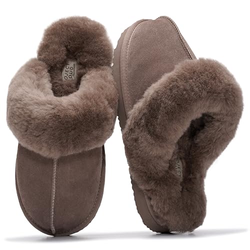 Project Cloud 100% Genuine Leather Slippers for Women Footwear with Genuine Fur Lining Womens Clogs & Mule - Non-Slip Indo...