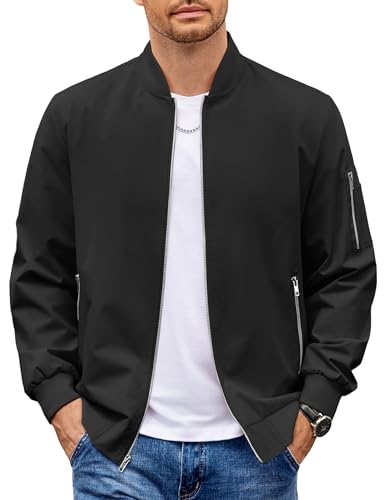 COOFANDY Men Bomber Jacket Lightweight Casual Windbreaker Zip Up Coat Fashion Stylish Fall Jackets with Pocket