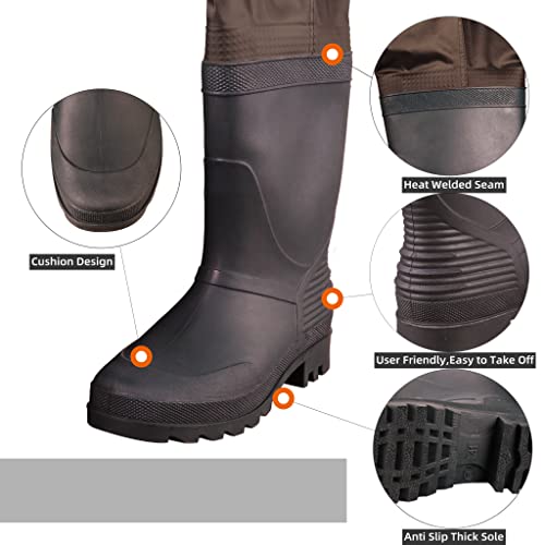 GREENWATER Fishing Chest Waders for Men Women with Boots Waterproof 2ply Nylon PVC Lightweight Bootfoot Waders for Hunting