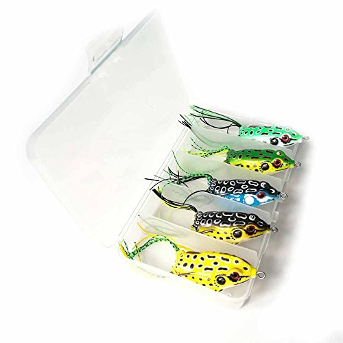 LENPABY 5pcs Frog Lure Ray Frog Topwater Fishing Crankbait Lures/Artificial Soft Bait 5.5CM 8G Soft Tube Bait,Especially f...