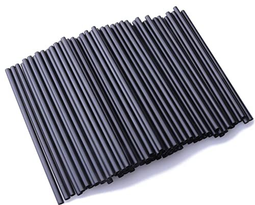 Sowaka 100 Pcs Plastic Straws Disposable Black Hot Drinking Coffee Stirrers for Chocolate Tea Cup Cocktail Party Supplies ...