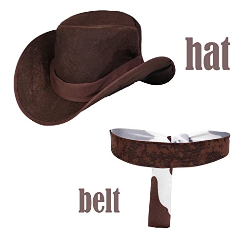 Cowgirl Costume for Girls 6pcs Set Kids Dress Up Birthday Halloween Party Cosplay 3-13 Years