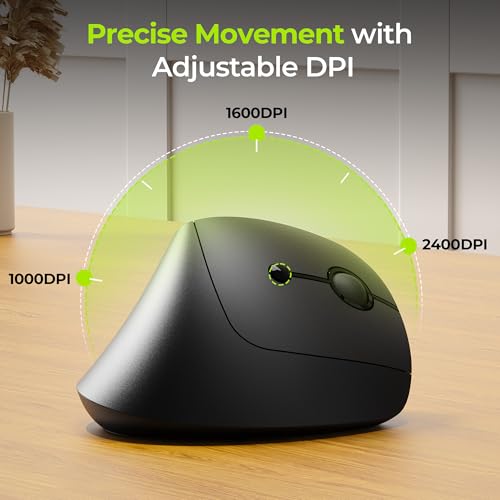 seenda Ergonomic Mouse Wireless, MOU200 Bluetooth Vertical Mouse - 3 Multi-Device Connectivity,1000/1600 /2400 DPI, Ergo O...