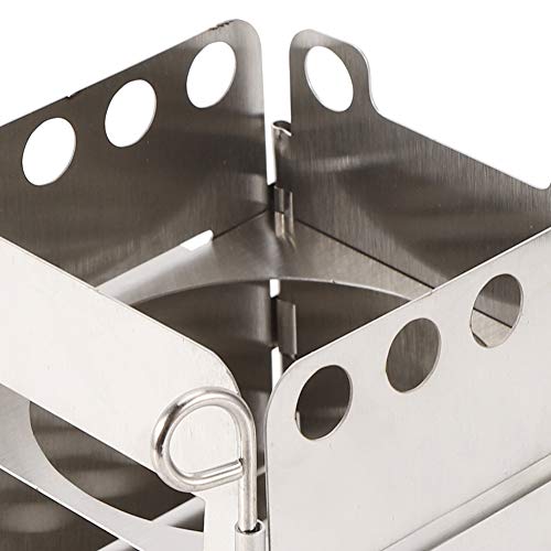 Portable Stainless Steel Folding Stove, Wide Opening Design for Adding Wood with Reusable Pouch, for Outdoor Camping BBQ H...