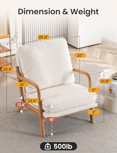 Mixcous Mid Century Modern Accent Chairs for Living Room, 23” Wide Comfy Chair for Bedroom, Small Cozy Sherpa Reading Chai...