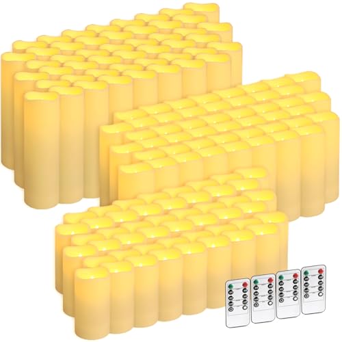 CLTNIKET 144-Pack LED Flameless Candles with Remote Control - Festival Essentials, Turn On The Light of Warm Colors, Home ...