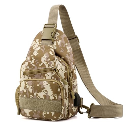 Men's Waterproof Oxford Canvas Messenger Bag with Camouflage Chest Bag for Outdoor Leisure Mountain Hiking, Adjustable Strap