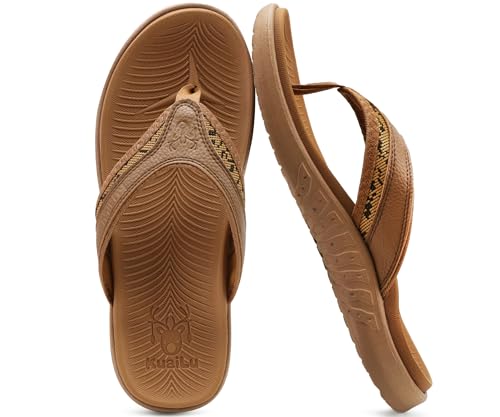 KuaiLu Mens Sport Flip Flops Comfort Orthotic Thong Sandals with Plantar Fasciitis Arch Support Outdoor Summer Beach Size ...