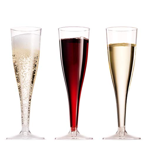30 Pack Disposable Clear Plastic Champagne Flutes - 5 Oz Toasting Glasses for Wedding Party, Cocktail, Mimosa