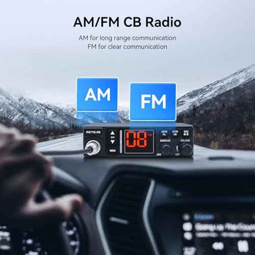Retevis MB3A 40-Channel AM/FM CB Radio Kit - Long Range Trucker Radio with Antenna, 12V/24V Cigarette Lighter, Noise Limiter, PA, Emergency Channels 9/19, Cooling System