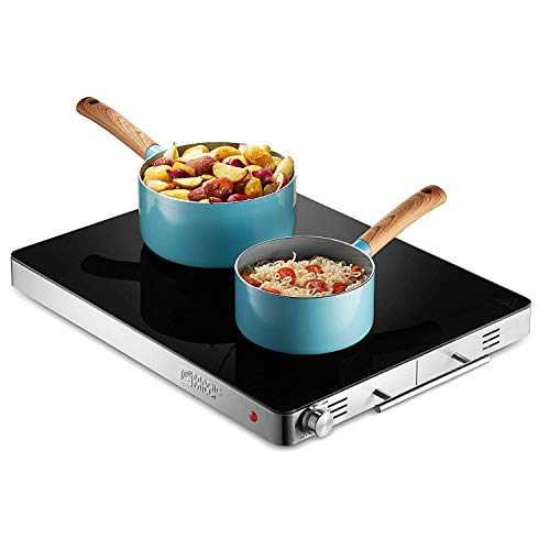 Magic Mill Large Electric Glass Top Food Warming Tray Buffet, Keep Your Food Hot During Holiday Parties, Adjustable Temperature Control, Stay-Cool Handles, Modern Stainless Steel Design, ETL Approved