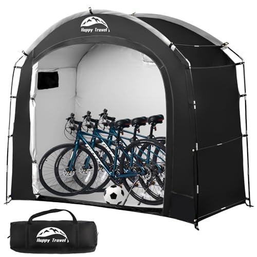 Happy Travel Bike Storage Shed Tent, Waterproof Portable Bicycle Cover with 30% More Top Storage Space for 2/3/4/5 Bikes,C...