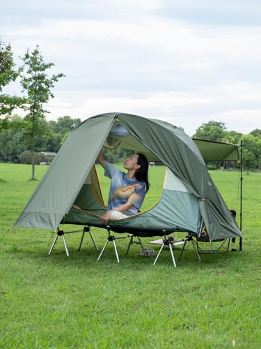 iClimb Ultralight 4 Season Solo Tent Waterproof with Snow Skirt Rainfly, Ground/Off The Ground Tent for Backpacking Campin...
