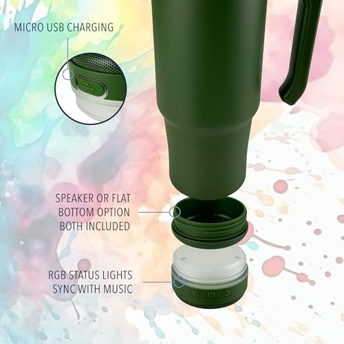 Hogg Bluetooth Tumbler 4 in 1 Can Cooler - Mistletoe, Universal Can Cooler for Drinks, Bluetooth Speaker Cup, Stainless St...