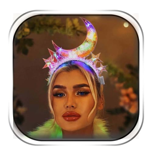 JEWEKY Light Up Moon Headband Star Headbands Led New Year's Eve Party Hair Accessories for Women