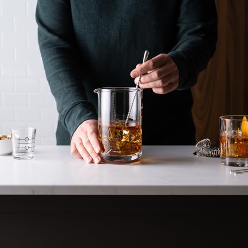 Cork & Mill Cocktail Mixing Glass - Large 24 oz Crystal Cocktail Mixer for Old Fashioneds, Manhattans and Other Stirred Wh...