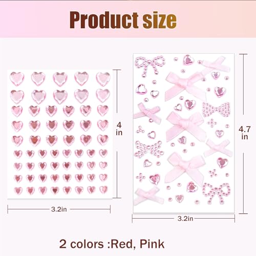 NOOEPC NOOEPC Face Gems Heart Rhinestones Bow Stickers Festival Essentials Rave Accessories Rhinestone Stickers for Face, ...