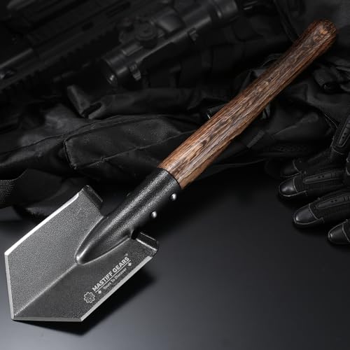 MASTIFF GEARS Tactical Survival Shovel - 48.5cm/19in, Axe/Machete Replacement, HRC 42-48 1050 Steel Spade, Hand-Carbonized...