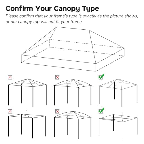Yescom 10x20Ft Canopy Replacement Top Fit for 9.6 * 19.1Ft EZ Pop Up Instant Patio Pavilion Gazebo Sunshade Tent Cover Out...