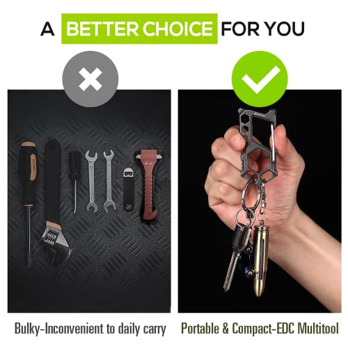 Carabiner Keychain Stainless Steel Multitool - 11 in 1 Tactical Emergency Survival Gear - Glass Breaker,Bottle Opener, Wre...