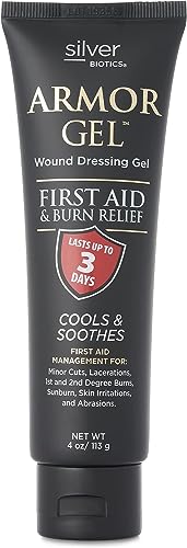 Silver Biotics Armor Gel Wound Dressing Gel | First Aid + Burn Relief 24 PPM Silver Gel | 4 oz