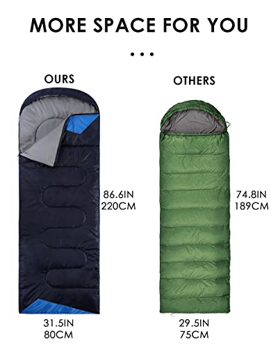 Sleeping Bags for Adults Cold Weather - 20 Degree Big&Tall Size Backpacking Lightweight Waterproof for Girls Boys Mens Tee...