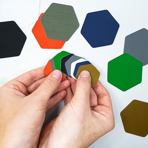 GEAR AID Tenacious Tape Hex – 2.5” & 1.5” Repair Patches (8 Patches: Four 2.5” & Four 1.5”, Black) – Peel-and-Stick Outdoo...