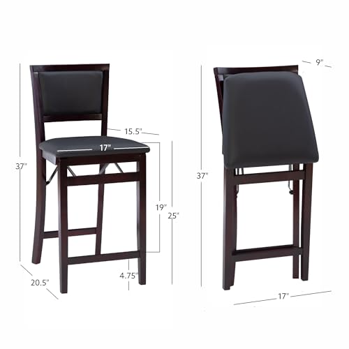 Linon Home Decor Keira Pad Back Folding Counter Stool, 24-Inch