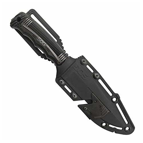 SOG Seal Strike Fixed Blade Knife with Sheath- Tactical and Hunting Knife with 4.9 Inch Partially Serrated Bowie Knife Bla...