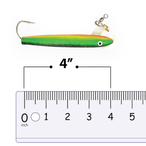 4" Cedar Plug Lures, 6 Pcs Zucchini Color Unrigged, for Offshore Fishing, Includes Lure Bag, Ideal Tuna Fishing Gear for S...
