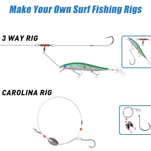 Saltwater Fishing Gear Kit,131pcs Saltwater Surf Fishing Tackle Kit Include Saltwater Fishing Lures Fishing Bait Rigs Pyra...