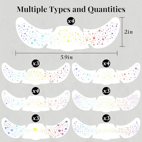 24pcs Glitter Freckles Makeup Patches-Holographic-Face Glitter Speckles, Sparkle Speckles Patches for Women, Cute Sparklin...
