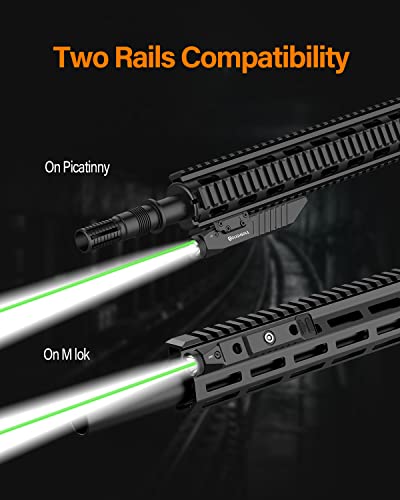 TOUGHSOUL Tactical Flashlight Green Laser Sight Combo, 1450 Lumen Picatinny Rail MLOK Mounted Rechargeable Rifle Flashligh...