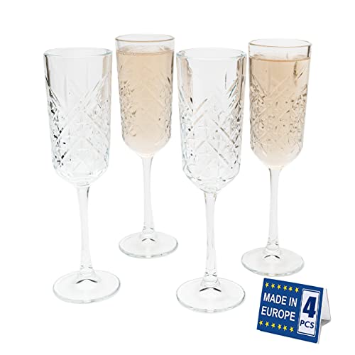 the mask el turko Champagne Flutes Set of 4 (175ml/5.7oz), Vintage Coupe Glasses, Prosecco Glasses, Crystal Design Champag...