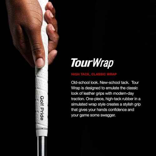 Golf Pride Tour Wrap Golf Grip - Comfortable, Durable Grip for Clubs - Classic Wrap Design with High-Tack Feel - Rubber Construction - Red