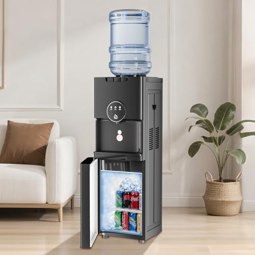 Muhub Water Dispenser with Beverage Cooler, Top Loading Water Dispenser with Hot, Cold & Room 3 Temperature Water Setting...