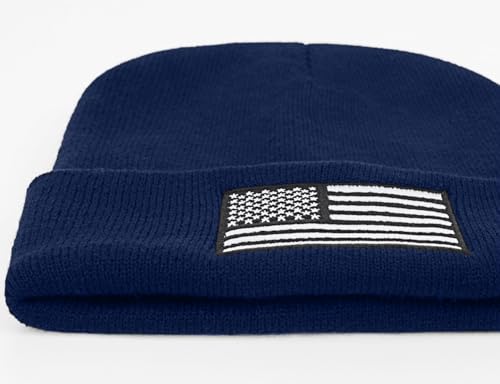 American Flag Embroidered Beanie Winter Hat for Men Women, Multi-Season Military Tactical Gear Police Army Winter Warm Hat