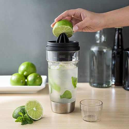 Host All in One Cocktail Shaker Set with Measurements, Reamer, Bottle Opener, Strainer and Jigger for Cold Brew Cocktails,...