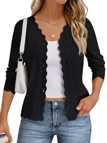 LILLUSORY Womens Cardigan Sweaters Long Sleeve Casual Lightweight Button Down V-Neck Fall Clothes 2025