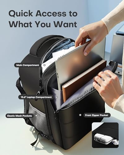 HOTOR Travel Backpack - Flight Approved Travel Bag for Men and Women, Carry on Luggage for 15.6" Laptop and Travel Essenti...