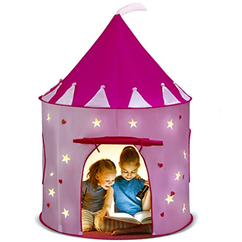 Play22 Play Tent Princess Castle Pink - Features Glow in The Dark Stars - Portable - Kids Pop Up Tent Foldable Into A Carr...