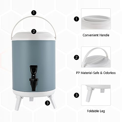 Stainless Steel Insulated Drink Dispenser 1.9 Gal, Thermal Hot & Cold Beverage Dispenser with Faucet for Coffee/Tea/Juice,...