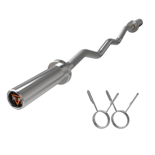 Olympic Barbell EZ Curl Bar, 47INCH/4FT Strength Training Curling Bar with Knurled Grip Chrome Barbell Bar for Weightlifting, Copper Sleeve Barbell for 2-inch Weight Plates, 500 LBS Capacity