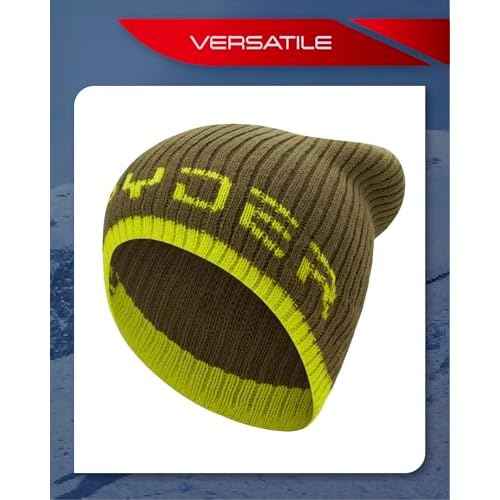Spyder Knit Mens Beanie - Lightweight Slouchy Beanie for Men Warm Soft Skull Caps Acrylic Mens Winter Hat with Logo