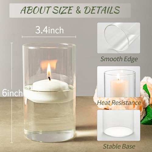 DYMFADFB 12pcs Glass Cylinder Vases for Centerpieces - 6 Inch Tall Flower Vase for Wedding Decorations, Clear Glass Flower...