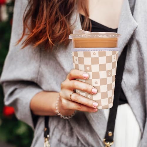 Reusable Insulated Neoprene Iced Coffee Cup Sleeve, Durable Drink Sleeve for Cold Beverages, Beverage Holder for Iced Coff...