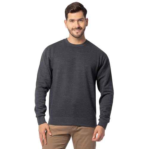 Fruit Of The Loom Mens Eversoft Fleece Crewneck Sweatshirts, Moisture Wicking & Breathable, Sizes S-4x Shirt, Black Heather, Large US
