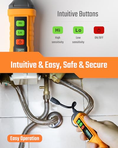 TopTes PT210S Gas Leak Detector, Natural Gas Detector with 4-inch Probe, Propane Leak Detector Locating Combustible Gases ...