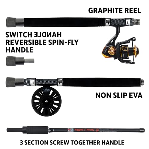 Rigged & Ready X Series Travel Fishing Rods. 6 Super Compact, Multi-Functional, Portable, Spinning, Bass, Carp, Lure, Floa...